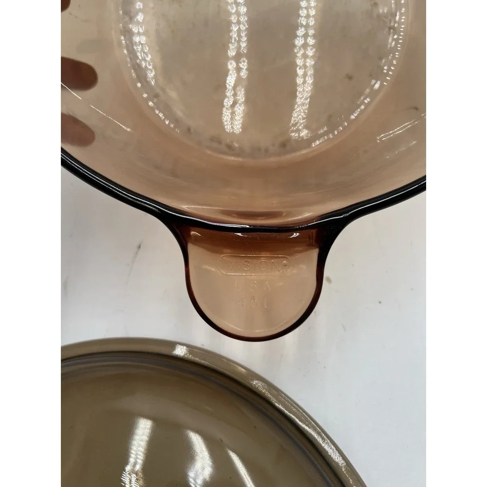 Vintage Corning VISIONS Amber 4.5L 5 Qt Dutch Oven Pot w/ Lid USA